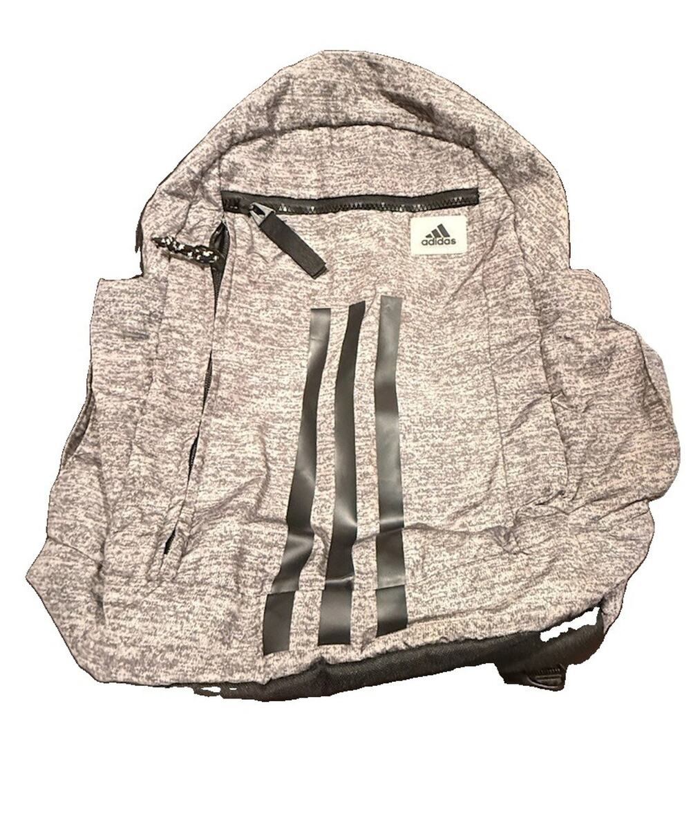 Adidas Gray Heather Backpack 3 Stripes School Laptop Athletic Travel Bag